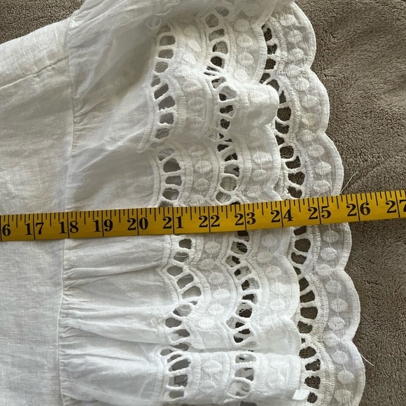 Valentina Naldi 100% Linen White Ruffled Eyelet Sleeveless Blouse Top Size Small - Picture 9 of 9